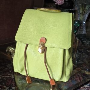 Valentina Green Canvas Backpack with Leather Accents